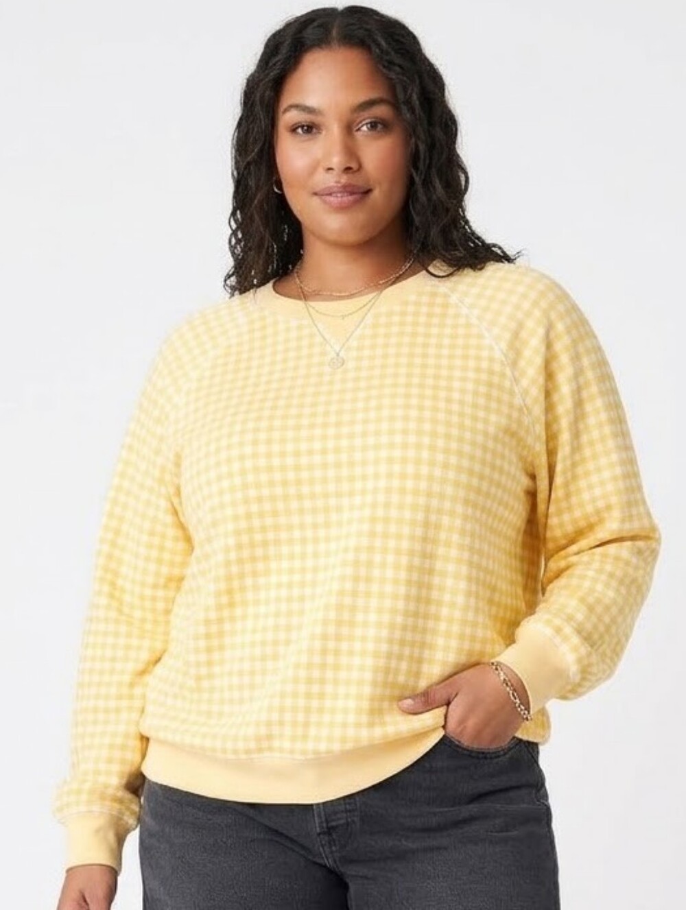 Croft and Barrow Plus Size Yellow Checkered Sweater